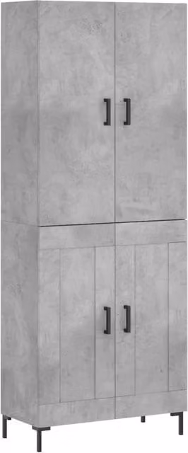 Berkfield Home Highboard in Concrete Grey, W/D/H: 69.5 x 34 x 180 cm