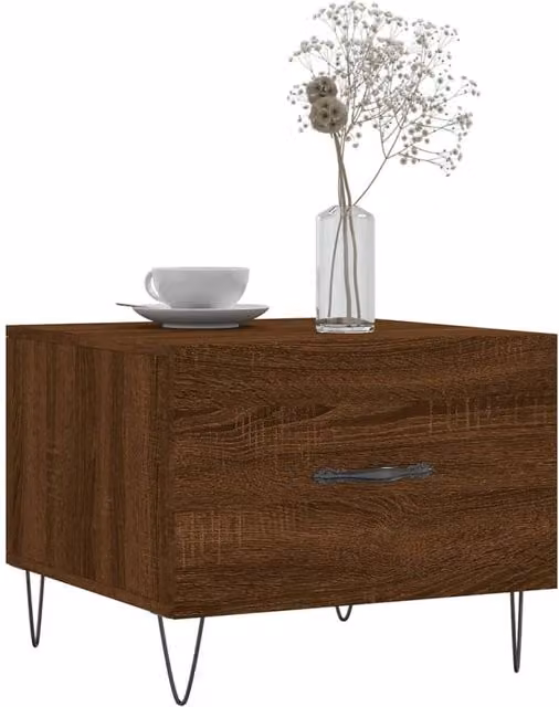Berkfield Home Decorative Coffee Table in Brown Oak, W/D/H: 50 x 50 x 40 cm – 1
