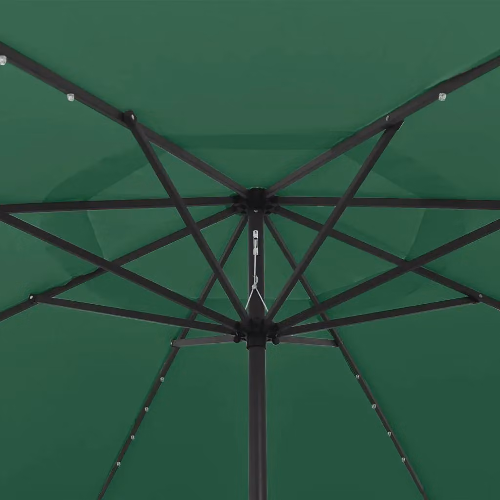 Berkfield Home Garden Parasol with LED Lights, Green, Diameter: 400 cm, Height: 248 cm – 2