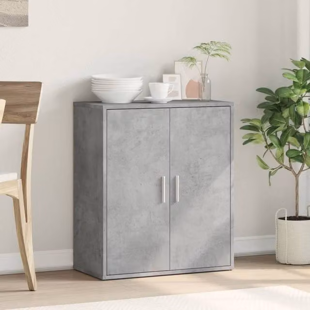 Berkfield Home Concrete Grey Abstract Sideboard in Engineered Wood, W/D/H: 60 x 31 x 70 cm – 1