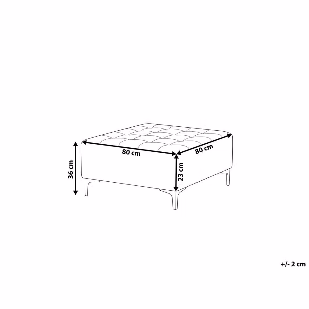 Wyld and Coco Square Tufted Ottoman in Grey with Silver Metal Legs, W/D/H: 80 x 36 x 36 cm – 4
