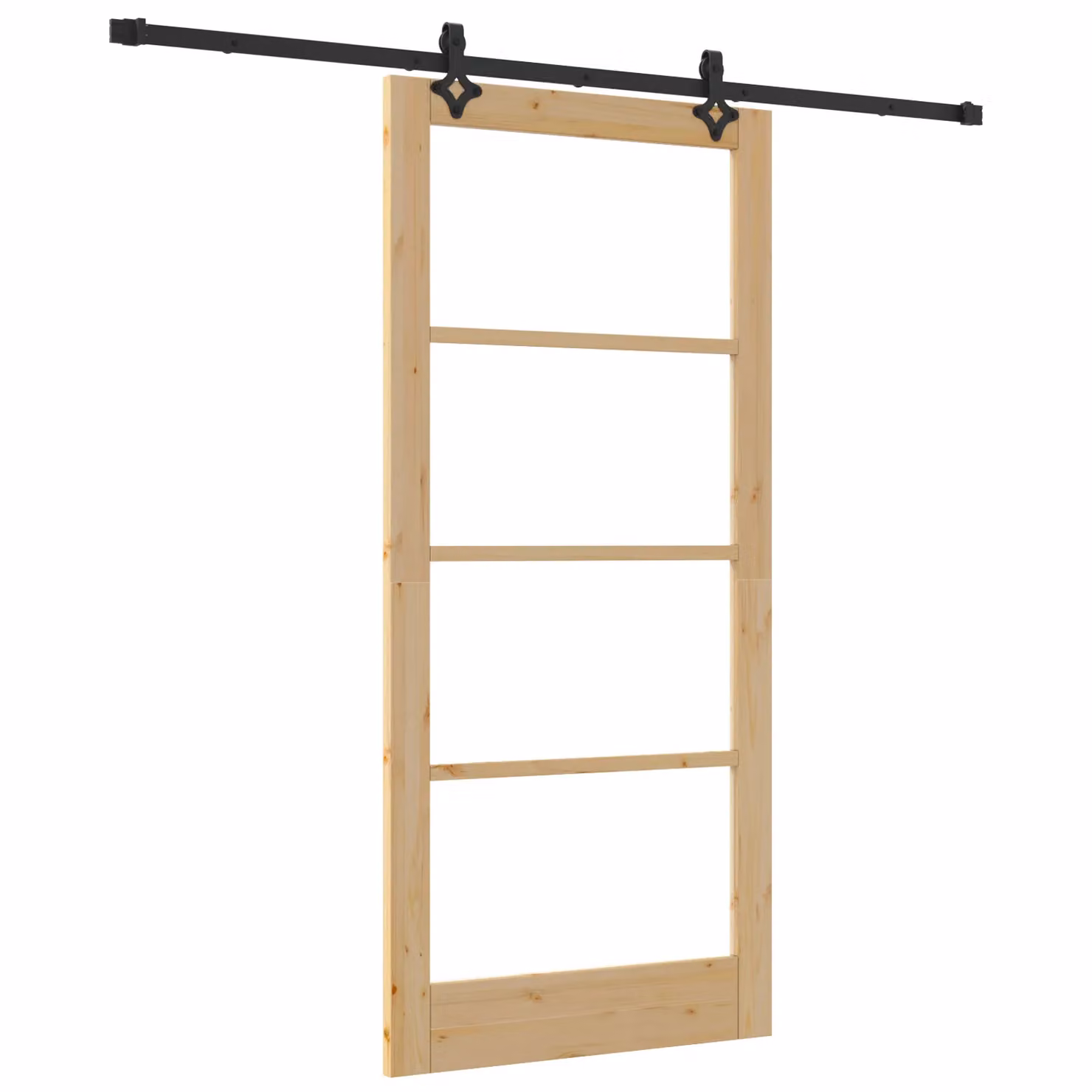 Berkfield Home Minimalist Solid Wood Pine Sliding Door with Hardware Set, Black, W: 93 cm, H: 202 cm – 2
