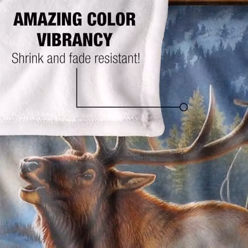 JQ Licensing Elk Meadow Silky Touch Super Soft Fleece Throw Blanket, White, W/D/H: 152 x 127 cm – 3