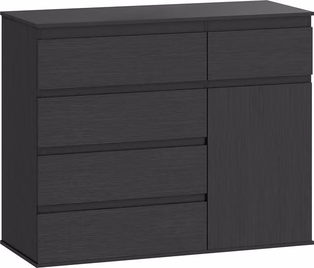 HOMCOM Modern Black Sideboard Storage Cabinet with 5 Drawers and Adjustable Shelf – 1