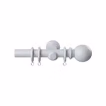 New Edge Blinds White Wooden Pole Ball Finial Curtain Hanging Pole Set, Length: 150 cm