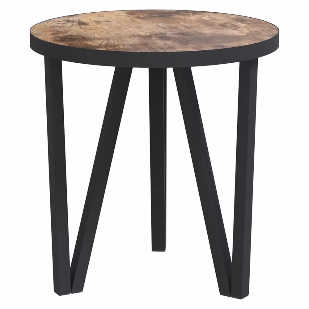 Berkfield Home Round Industrial Tea Table in Black, Yellow and Brown, Diameter: 35 cm – 2