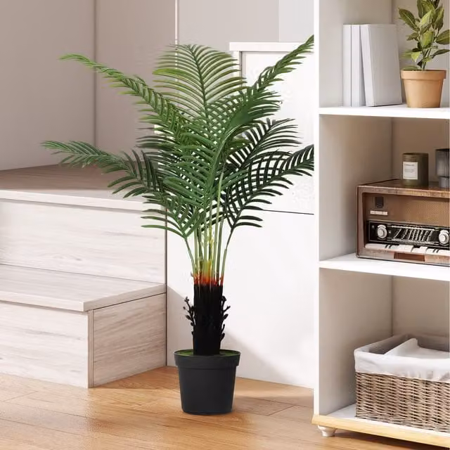 HOMCOM 175cm Artificial Areca Palm Tree in Green with Flocked Soil