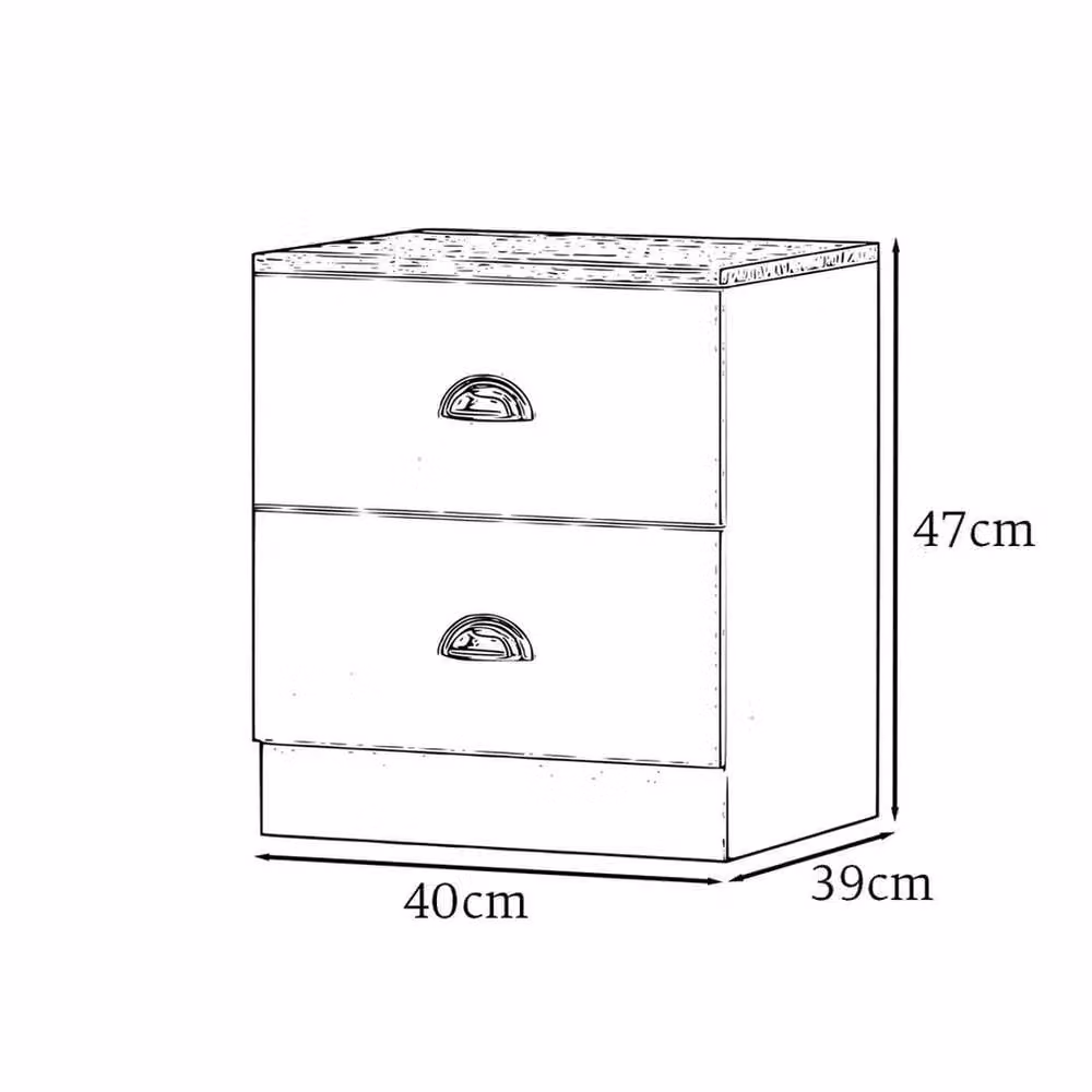FORGEVIO White 2 Drawer Bedside Table Cabinet with Metal Cup Handles – 2
