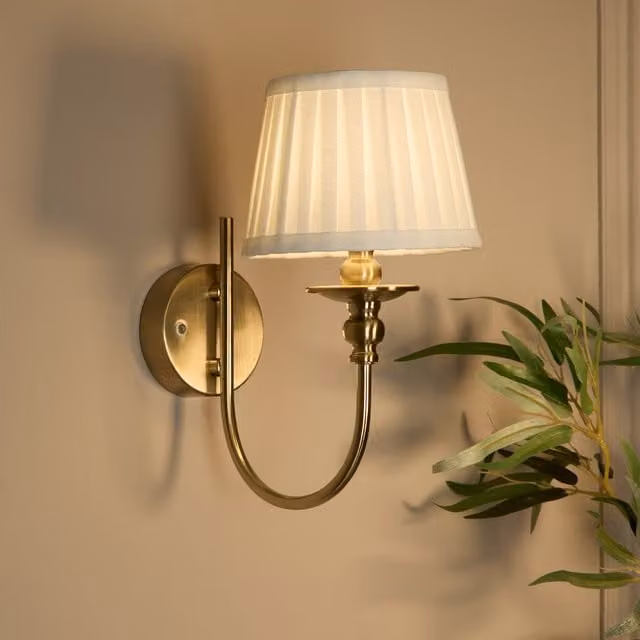 Bronze Rechargeable LED Dimmable Wall Light with Touch Control and Fabric Shade