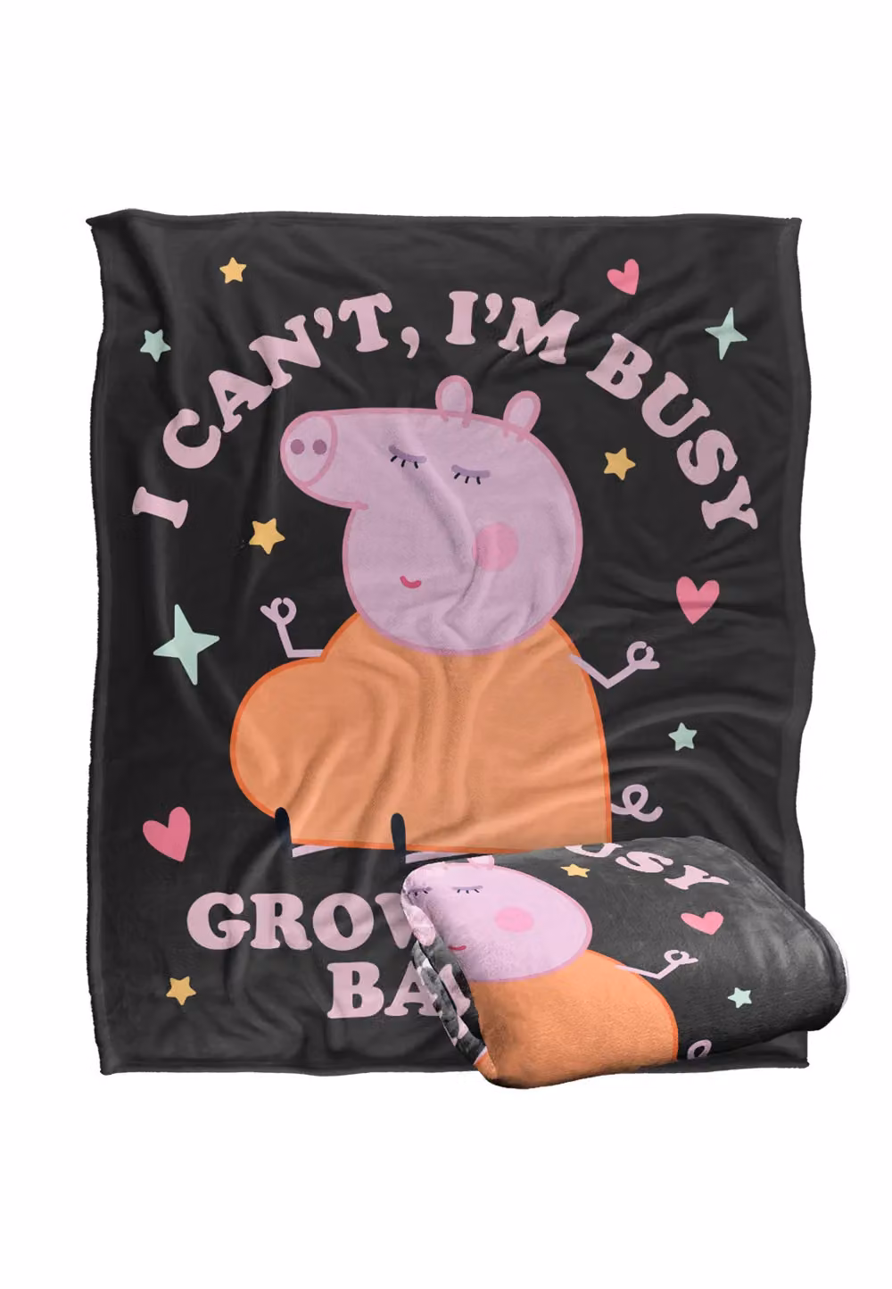 Hasbro Peppa Pig Mummy Pig Busy Growing A Baby Silky Touch Super Soft Fleece Blanket, White, W/D/H: 152.4 x 127 x 1 cm – 2
