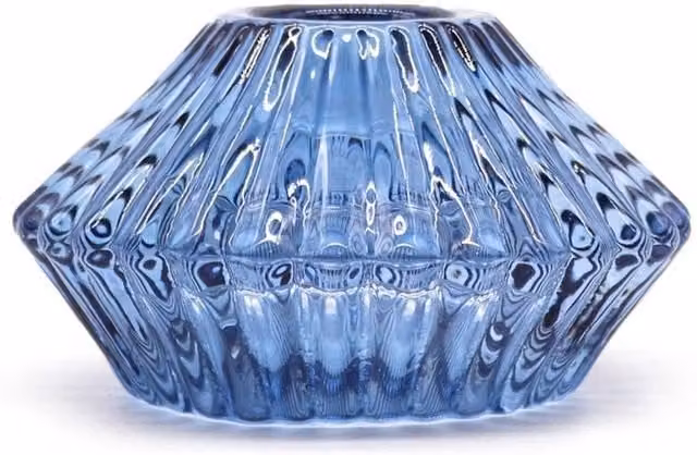 KDMD Royal Blue Floral Glass Flip Candle and Tealight Holder