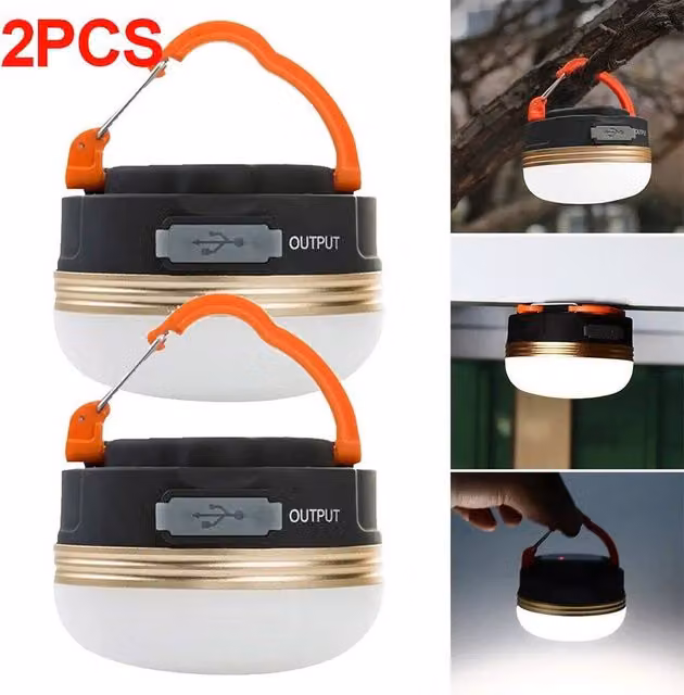 SPETLEK 2 Pack Dimmable USB Rechargeable LED Camping Globe Lights in White