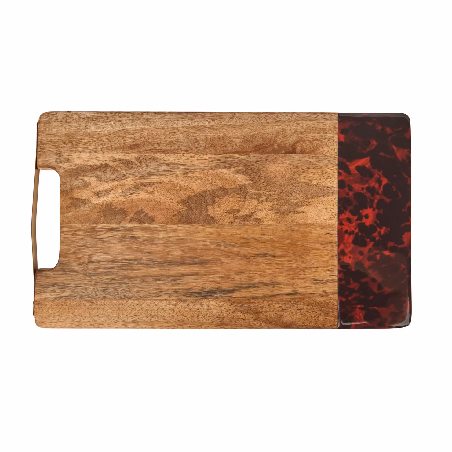 Artesa Brown Wooden Rectangular Serving Platter with Resin Edge and Handles – 9
