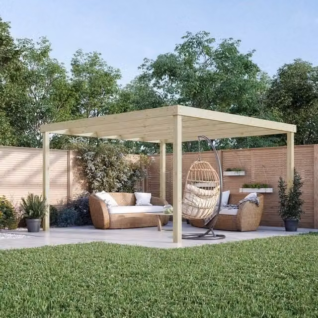 Rutland County Garden Furniture Ltd Box Pergola in Rustic Brown and Light Green, Wood, W: 360 cm, D: 180 cm, H: 270 cm