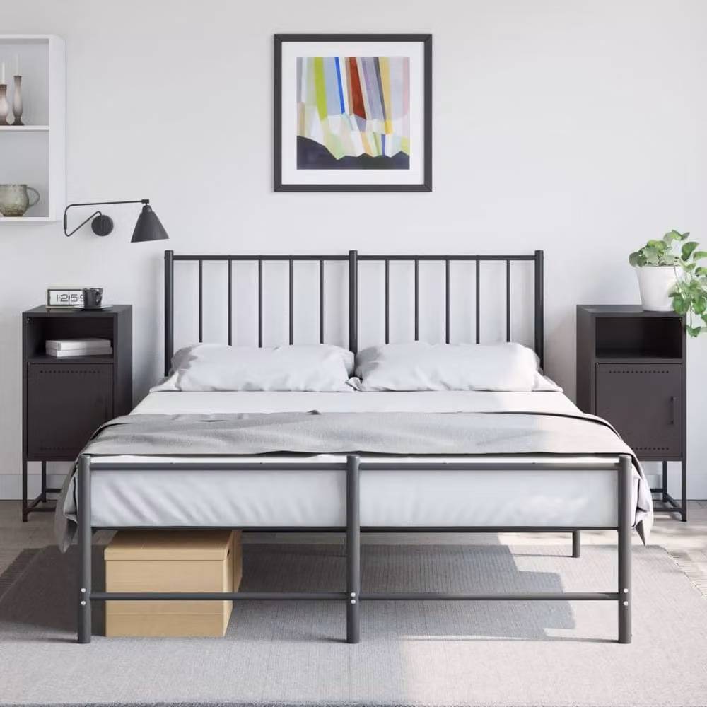 Berkfield Home Set of 2 Black Industrial Metal Bedside Cabinets, W/D/H: 36 x 39 x 78 cm – 2