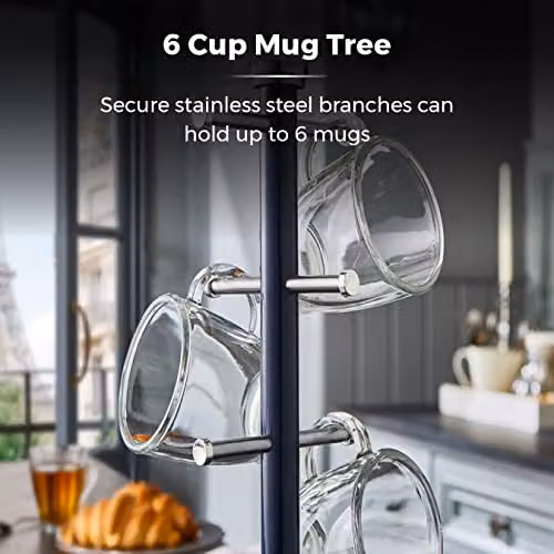 Tower Belle Freestanding Mug Tree and Towel Pole Set in Stainless Steel, Blue – 3