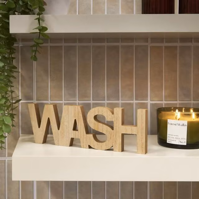 OHS Rustic Wooden Wash Sign Statue Ornament in Bronze and Brown – 1