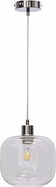 First Choice Lighting Bletch Modern Suspended Pendant Light with Transparent Glass and Chrome Finish – 1