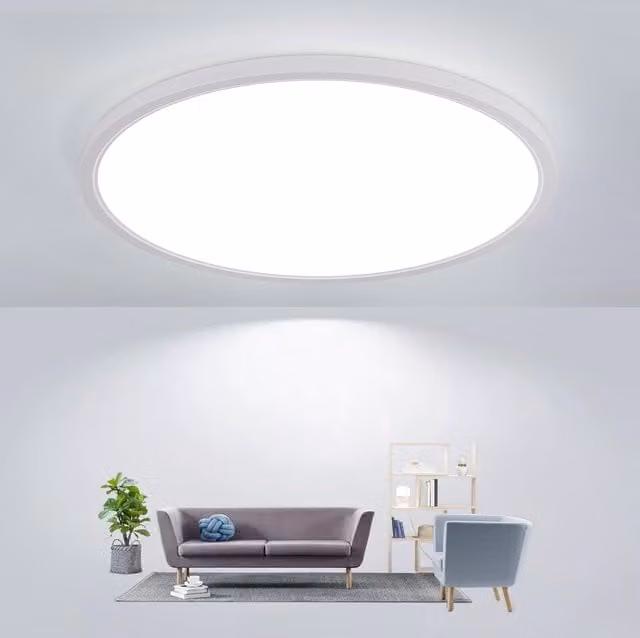 GOECO 24W Round LED Ceiling Light, 6500K, IP54 Waterproof, Dimmable with Remote Control, Black and White