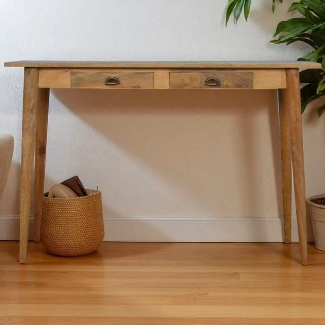 Artisan Furniture Mango Wood Scandinavian Writing Desk in Brown