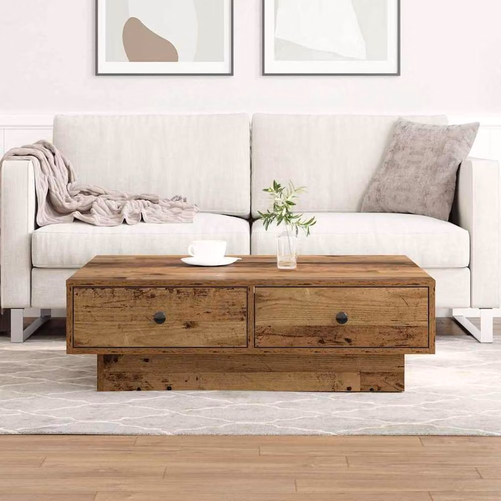 Berkfield Home Beautiful Coffee Table in Brown Reclaimed Wood W/D/H: 90 x 90 x 28 cm – 2