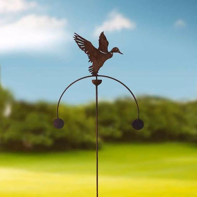 Poppyforge Duck Flying Wind Rocker in Brown Steel, W54 x H148.5 cm – 1
