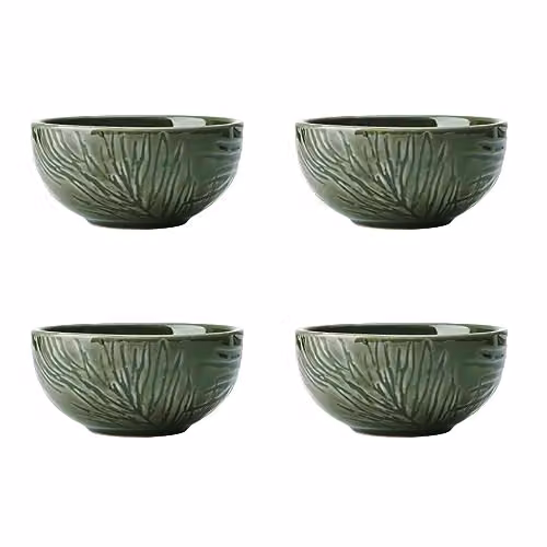 Mikasa Jardin 4-Piece Green Floral Stoneware Dip Bowl Set, Diameter: 10 cm – 1