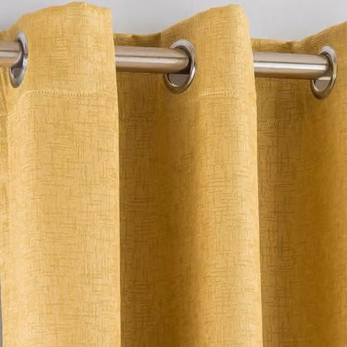 Enhanced Living Ochre Thermal Eyelet Curtains, Plain Textured Noise Reducing Dim Out Fabric, W/D/H: 117 x 229 cm – 2