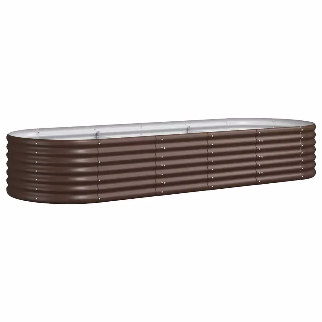 Berkfield Home Garden Powder-coated Steel Raised Bed in Brown, W/D/H: 224 x 80 x 36 cm – 2