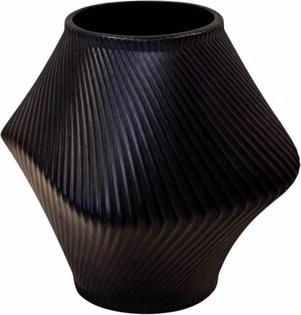Four Candle Graphite Grey Ribbed Ceramic Sculptural Vase – 1