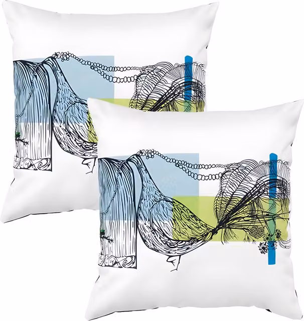 Gardenista Floral Printed Outdoor Scatter Cushion in Peacock Blue, Pack of 2