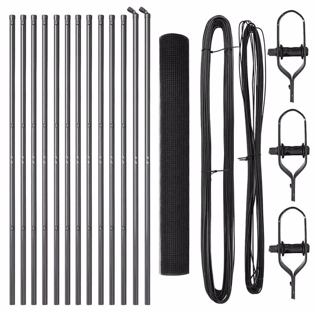 Berkfield Home Modern Welded Wire Fence with 13 Posts, Grey Steel, W: 25 m, H: 1.4 m – 4