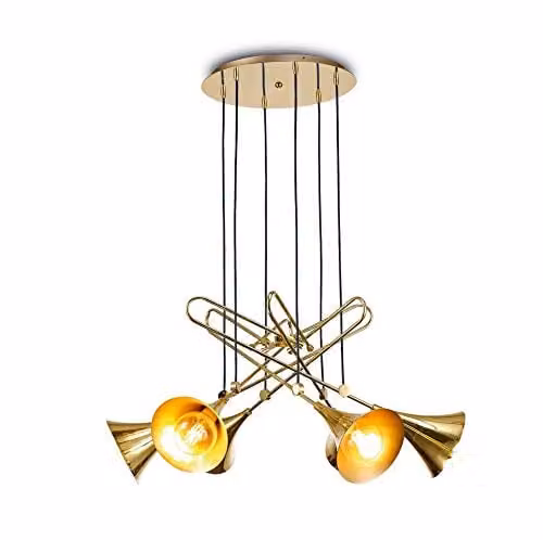 Netlighting Jazz 6 Light Cluster Pendant Lamp in Gold and Black with E27 Sockets