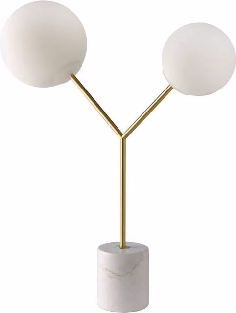 Angel Cerda Calacatta-Style Porcelain Marble Table Lamp in White and Gold/Brass – 1