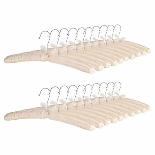 Harbour Housewares Satin Padded Hangers, 20 Pack, White