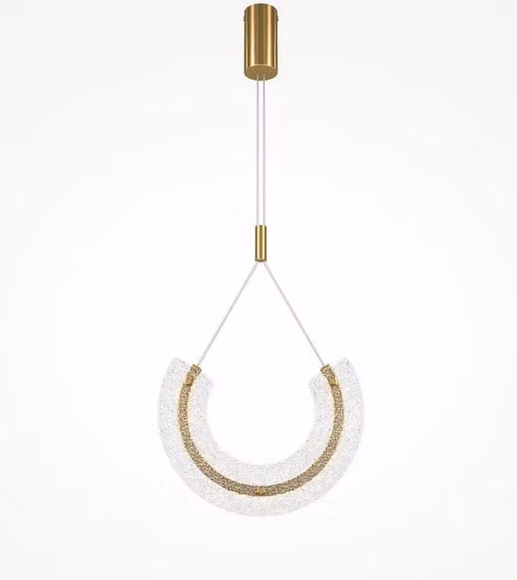 Maytoni Maya I Modern Integrated LED Pendant Ceiling Light in Gold and Transparent Glass, 3000K Warm White