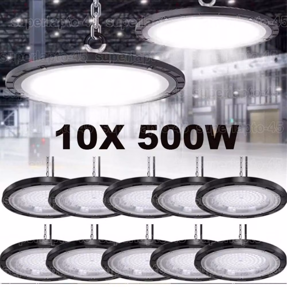 Kelvenix 10x LED High Bay Ceiling Light in Black for Workshops and Garages – 9