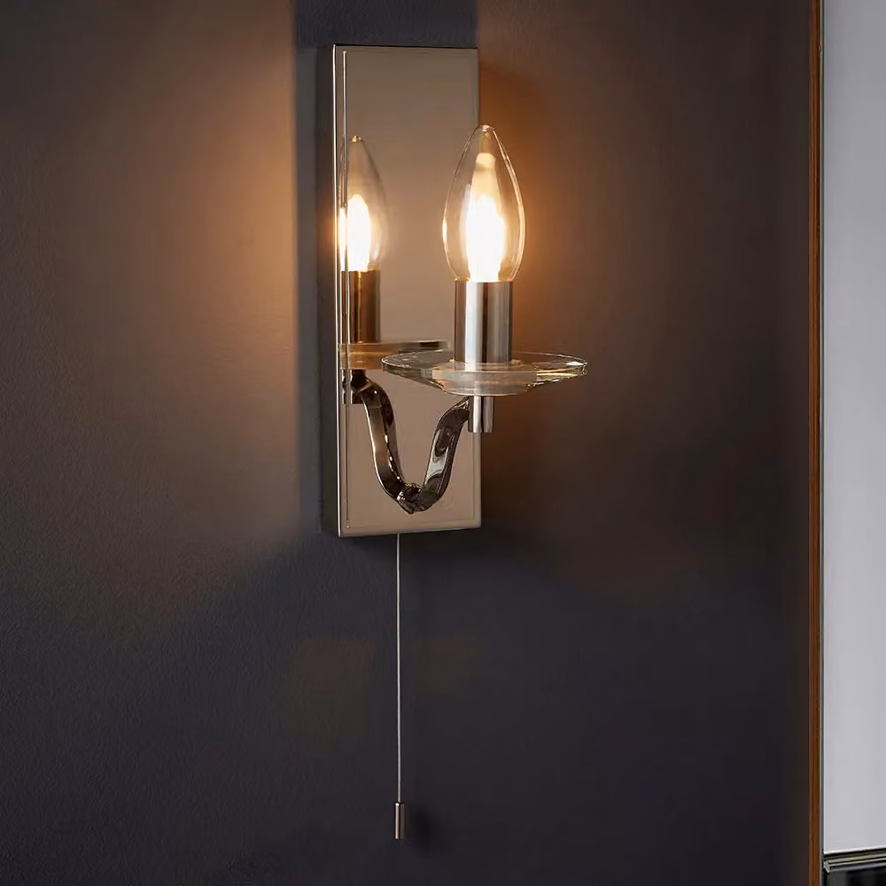 Loops Silver Polished Metal and Transparent Crystal Decorative Bathroom Wall Light Sconce – 2