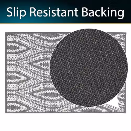 JVL Harmony Eyes Machine Washable Non-Slip Entrance Doormat and Runner Set in Grey and White – 6