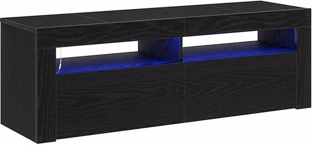 Berkfield Home Modern TV Cabinet with LED in Black Oak, W/D/H: 120 x 35 x 40 cm