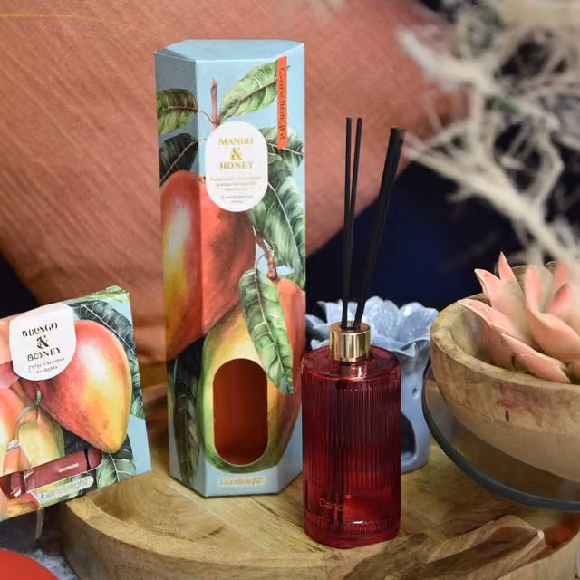Madison & Mayfair Mango & Honey Reed Diffuser in Red with Fruity and Floral Notes