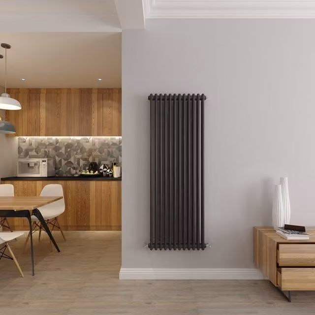 AicaBathroom Vertical Traditional Cast Iron Style 2 Column Radiator in Anthracite, W: 56 cm, H: 150 cm