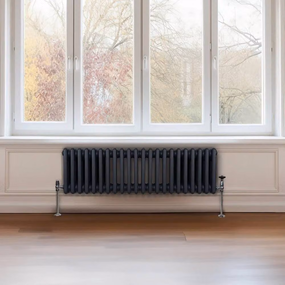 Monstershop Traditional 3 Column Steel Radiator in Anthracite Grey, H: 101.2 cm, W: 30 cm, D: 10 cm – 4