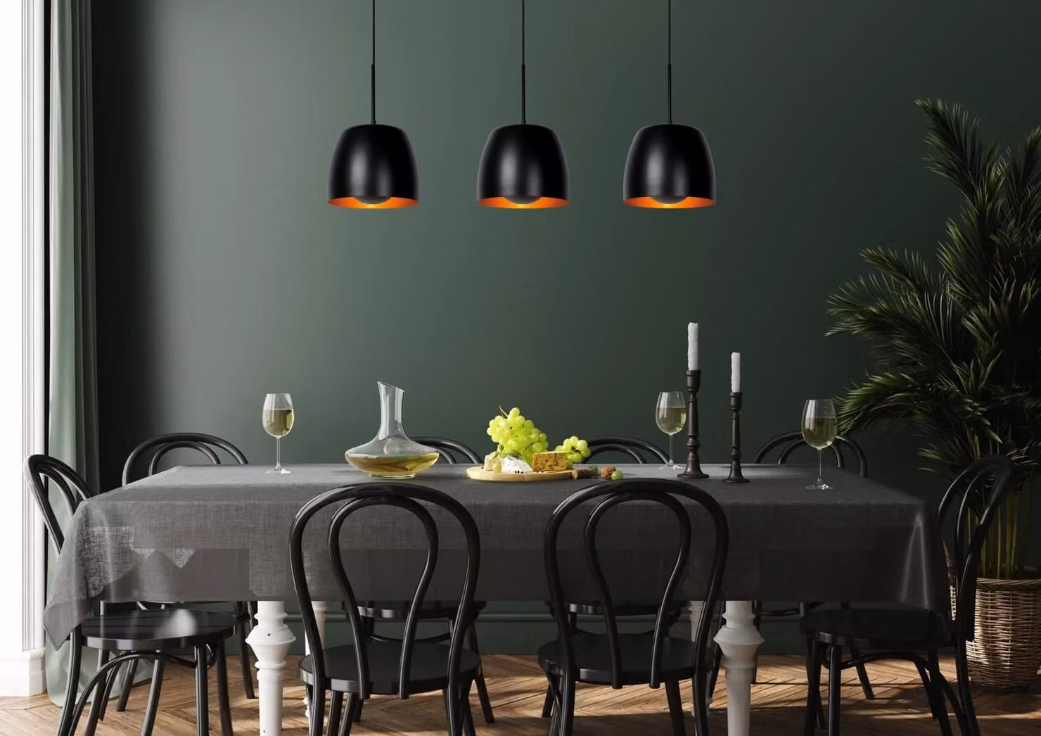 Lucide NOLAN Black Metal Dimmable Adjustable Bar Pendant Light with 3 x E27 Sockets – 3