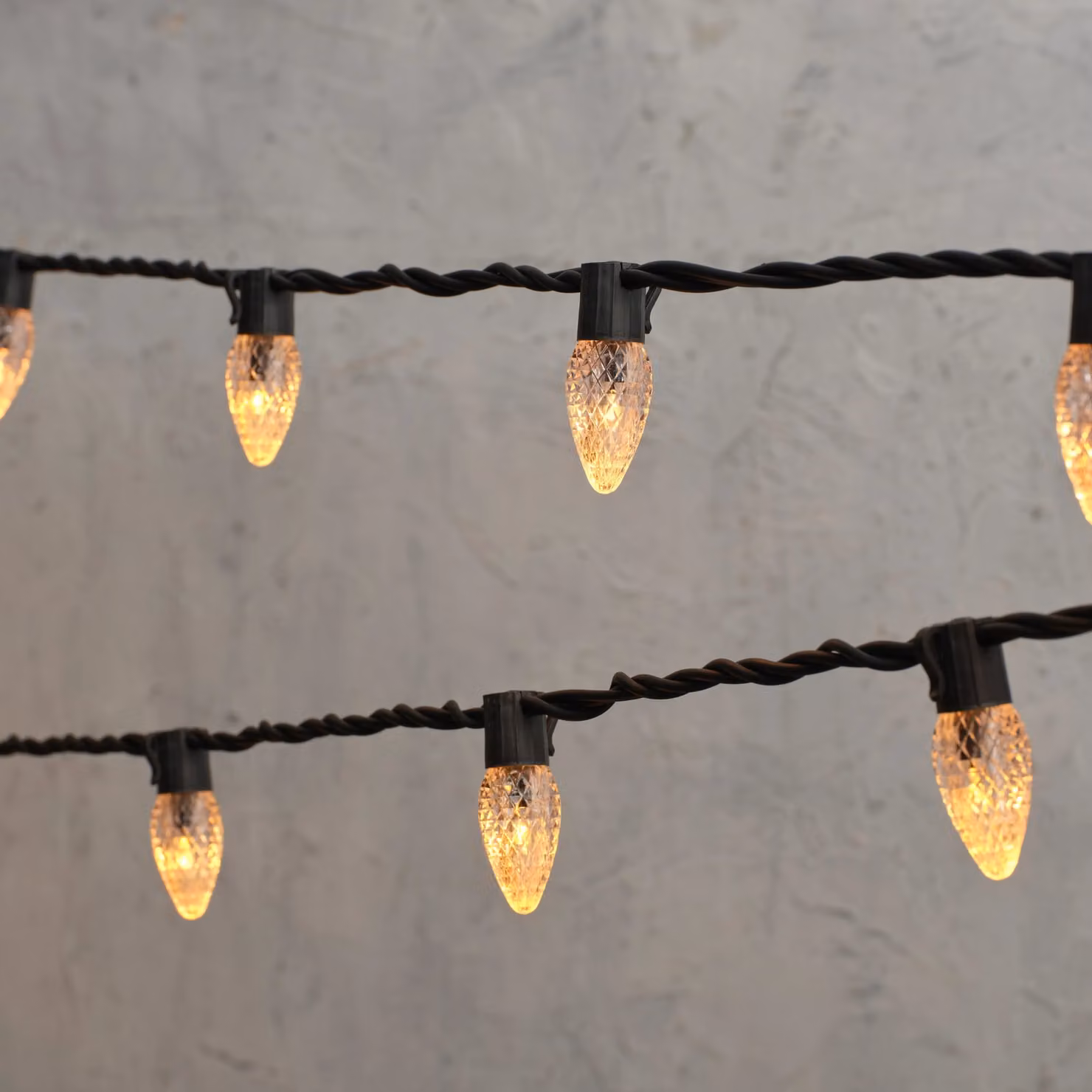 Plus Connect Traditional Warm White LED C9 Fairy Lights with Black Cable