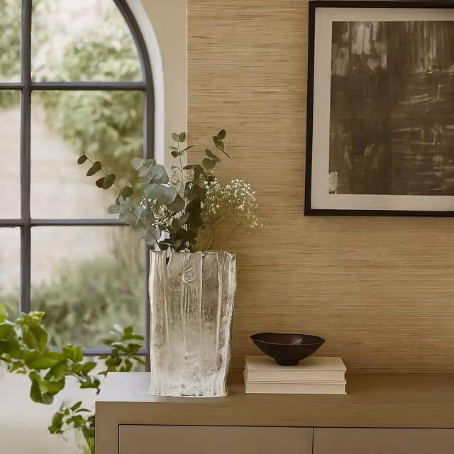 Interiors by Premier Caila Large Textured Ombre Glass Vase in Silver