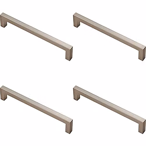Loops 4 Pack Square Block Bar Pull Handle in Brushed Silver, 170 x 10 mm with 160 mm Fixing Centres