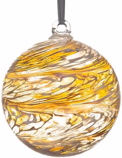 Sienna Glass Christmas Friendship Bauble in Pastel Gold, Diameter: 10 cm