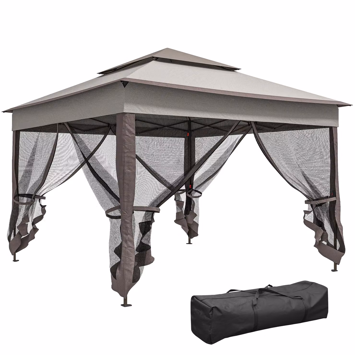 OUTSUNNY Heavy Duty Pop Up Garden Folding Tent Gazebo in Light Grey, W/D/H: 325 x 325 x 270 cm – 2