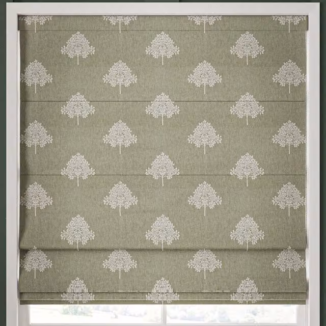 William Morris At Home Marigold Tree Embroidery Made to Measure Blackout Roman Blind in Green